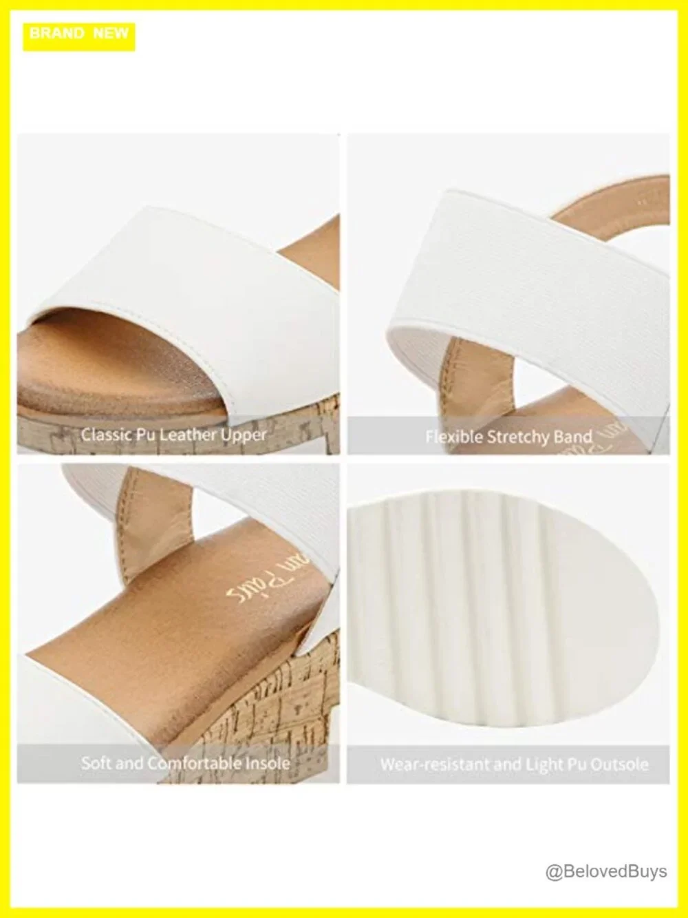 Faux Leather Wedge Platform Sandals with Elastic Straps